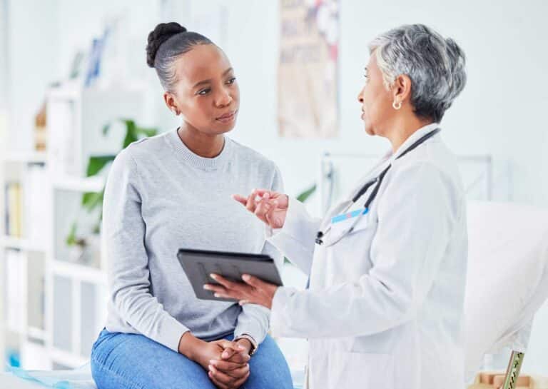 Physician talking with a patient
